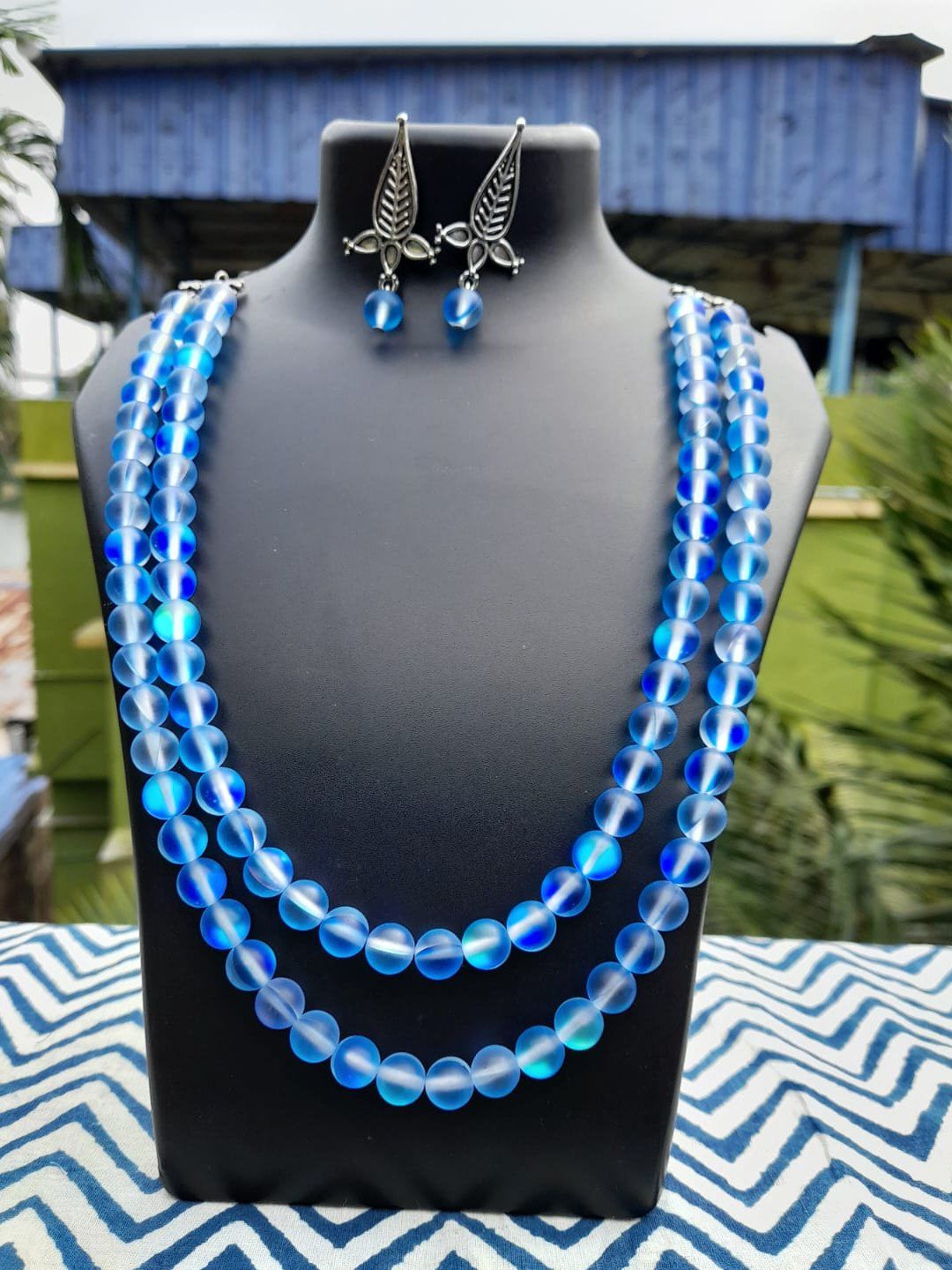 Handmade Blue Necklace | Unique Handmade Multicoloured Beads MBON101 -  Marina-ra Designs